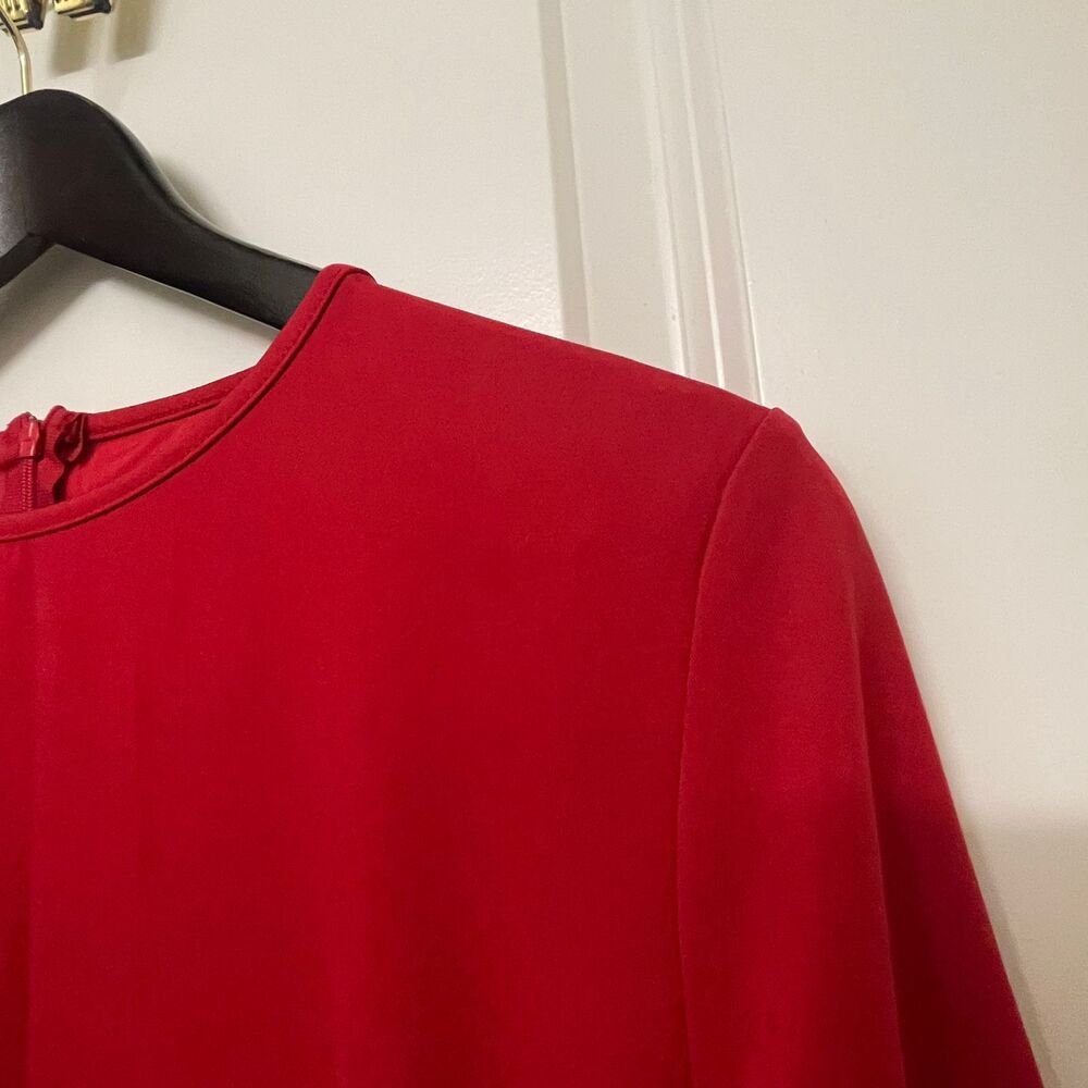 Women’s Red Long Sleeve Midi Sheath Dress Stretch Slim Comfy Size L - Picture 9 of 14